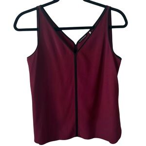Elie Tahari Women's Burgundy‎ and Black Sleeveless Top in Size L